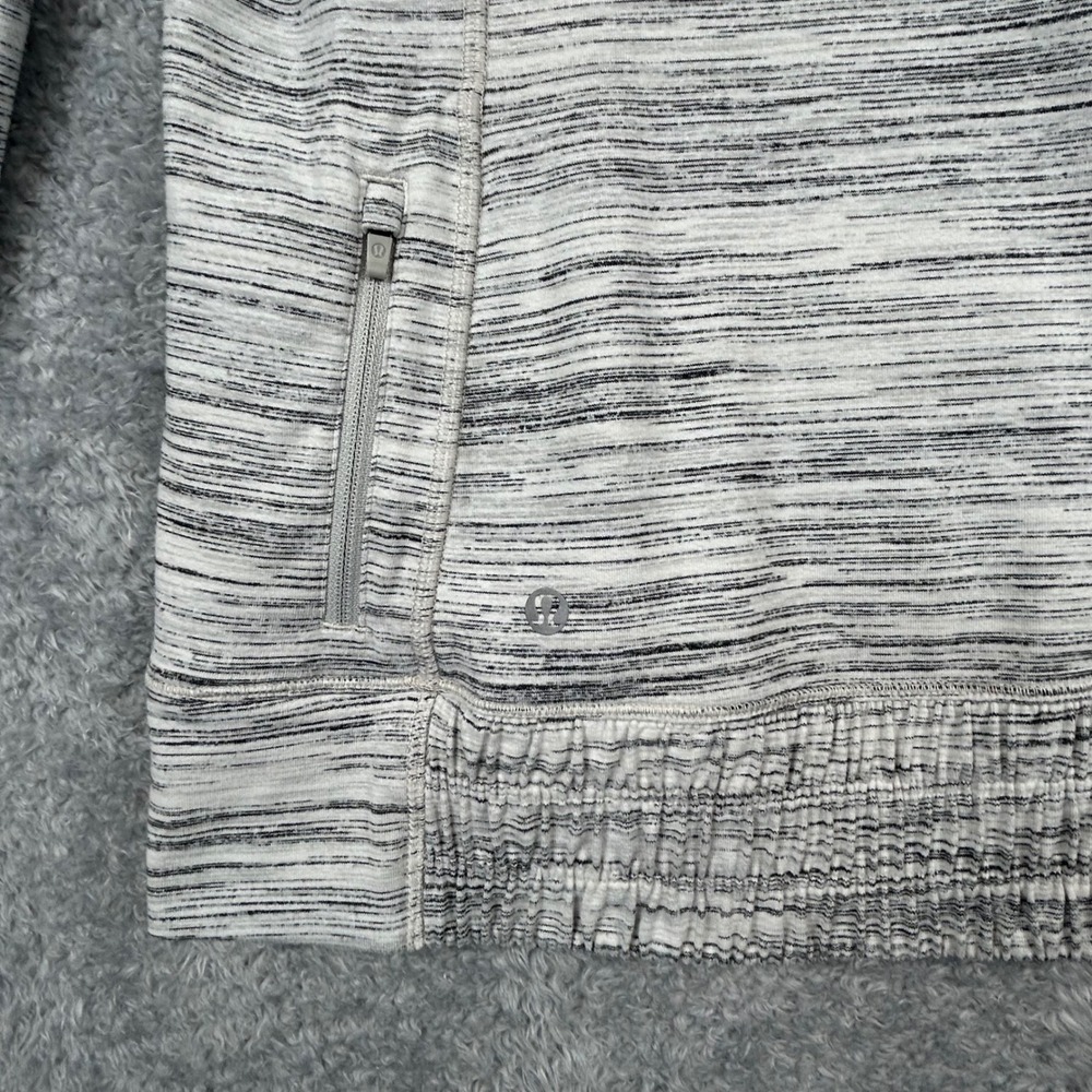 Lululemon Think Fast Hoodie Grey White Space Dye Thumbholes Size 6 Stretch - Picture 4 of 8